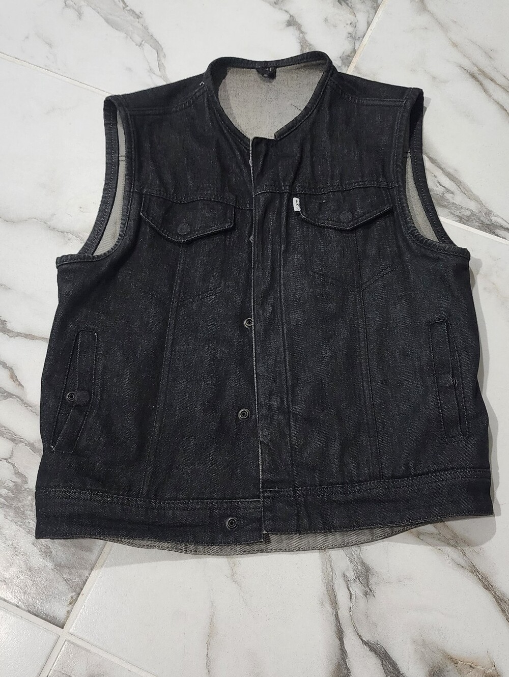 Rough Neck First Mfg Co Men's Black Denim Vest Jacket - Concealed Carry